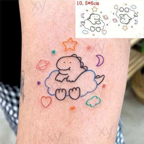Cartoon Cute Dinosaur Waterproof Temporary Tattoo Stickers Kids Waist Fake Tatoos Body Art Decal Tatuajes Temporales 10.5*6cm