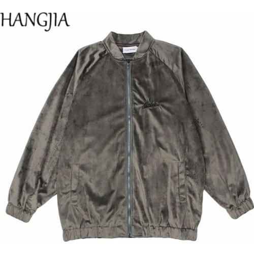 Retro Golden Velvet Coach Jacket Streetwear Fashion Loose Casual Embroidery Velour Baseball Jacket Mens Autumn and Winter Top