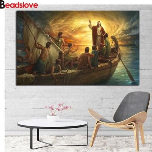 Diy Square round drill diamond painting cross stitch Full embroidery"Jesus From Fear To Faith"diamond embroidery For wall art