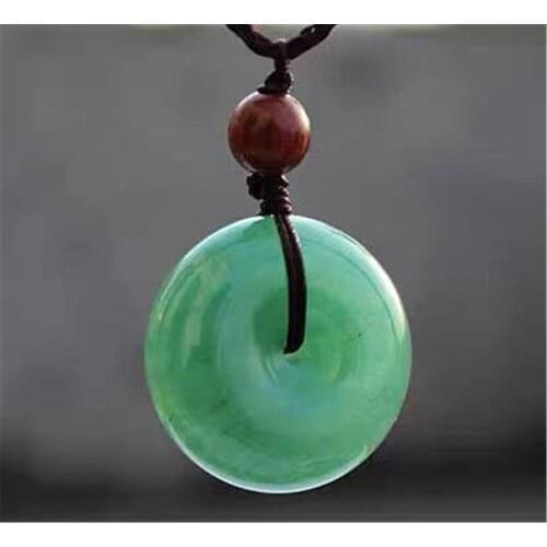 Koraba New Green Jade Jadeite Safety Button Emerald Amulet Lucky Pendant Classic Charm Necklace Crystal Luxury Jewelry