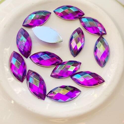 Wholesale 2000pcs 7*14.5mm AB Flatback Rhinestones Stick On Crystals Stones Horse Eye Acrylic Strass For DIY Clothes Crafts