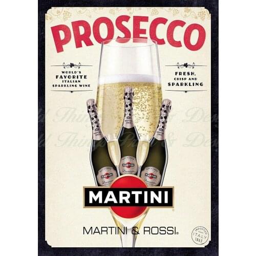 Prosecco Martini & Rossi Theme Metal Tin Signs 12x8 Inch Wall Decor Sign