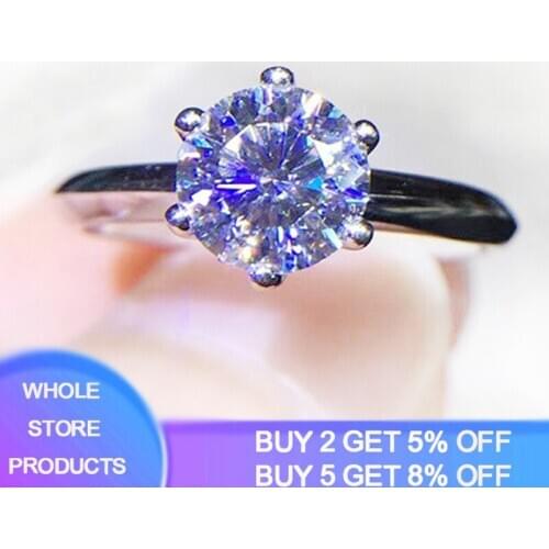 With Certificate 2 Carat Moissanite Engagement Rings for Women Original 925 Sterling Silver 18K White Gold Rings Wedding Jewelry