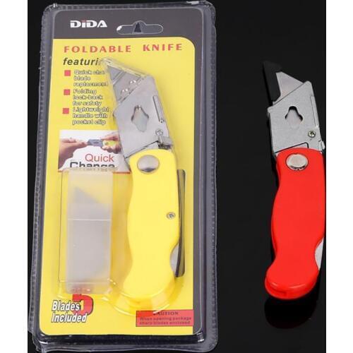 High Carbon Steel Folding Utility Knife with 5 Sharp Blades, Stationery Utility Knife Woodworking Outdoor Camping Hiking Knife