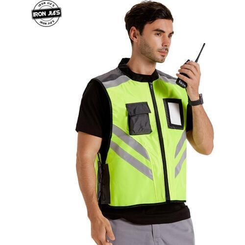 IRON JIAS Motorcycle Reflective Vest High Visibility Safety Clothing Breathable Body Safe Protective Moto Motorcycle Rider Vest