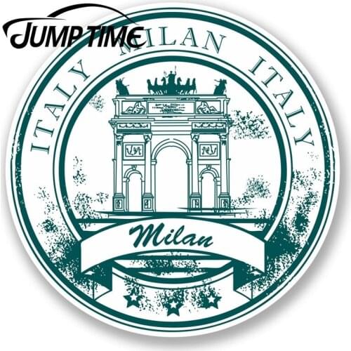 Jump Time Milan Italy Vinyl Sticker Travel Luggage Tag Flag Map Laptop CarWaterproof Car Decal Trunk Car Accessories
