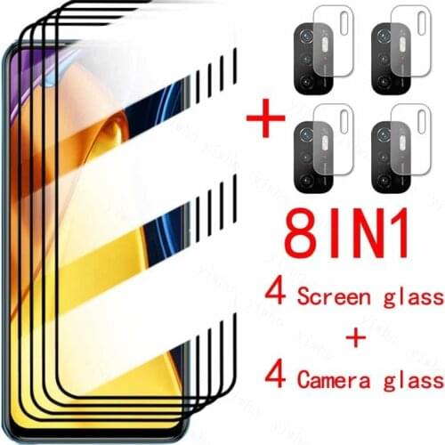 8in1 Screen Protective Glass for Xiaomi Poco M3 Pro Pocophone X3 Tempered Protector Camera Film Pocox3 little X 3 Pro F M F3 M3