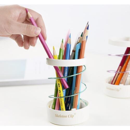 1pcs Hollow Extension Type ABS Pen Pencil Holder Cylindrical Container Desktop Stationery Organizer for Office Home School