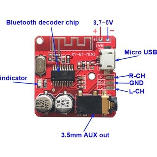 3.7-5V Wireless Bluetooth MP3 Decoder Board BLE 4.1 Circuit Board Module Lossless Decoding Module Micro USB TF Card Interface