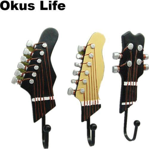 3pcs/lot Guitar Shaped Creative Key Hanger Rack Resin Decorative Holder Wall Hook Kitchen Organizer Bathroom Accessory Home Deco