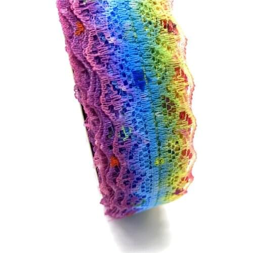 5Yards 28mm Double color Wide Bilateral Handicrafts Embroidered Net Lace Trim Ribbon Wedding Birthday Christmas Decorations #06