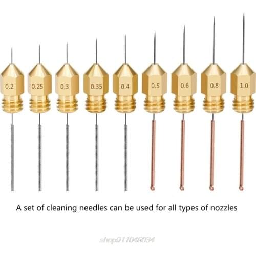 9Pcs/Set Stainless Steel Nozzle Cleaning Needle Drill Bit 0.2-1mm for 3D Printer A07 21 Dropshipping