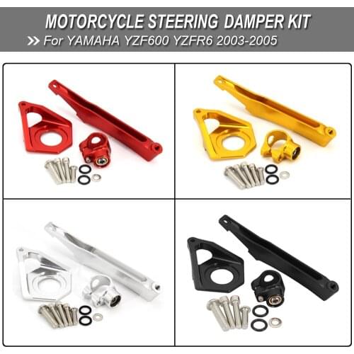 CNC Aluminum Adjustable Motorcycles Steering Stabilize Damper Bracket Mount Kit For YAMAHA YZF600 R6 2003-2005