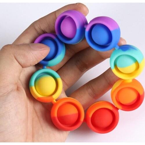 Popis Fidget Bracelet Reliver Stress Toys Wrist Dimple Rainbow Push Its Bubble Antistress Toys Children Class Favor Autism Gift
