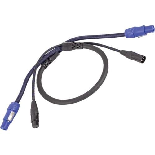 Audio NEW 2 CHANNEL SNAKE CABLE - 3 Feet -Pro powercon male+xlr female to powercon male + xlr male