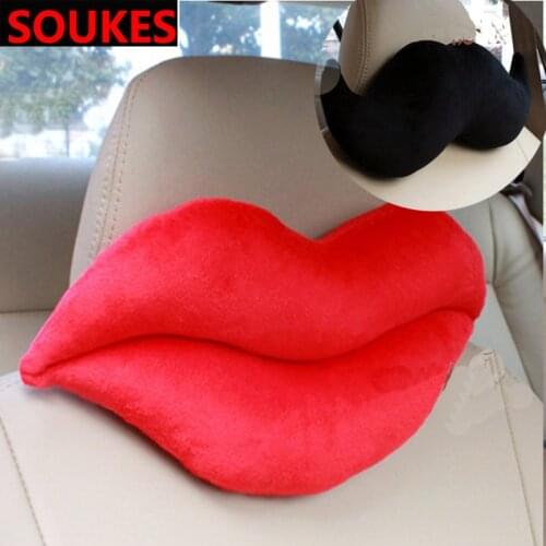 Car Lovers Red Lips Beard Headrest Neck Lumbar Pillow For Toyota Corolla Avensis RAV4 Yaris Auris Hilux Prius verso MG 3 Buick