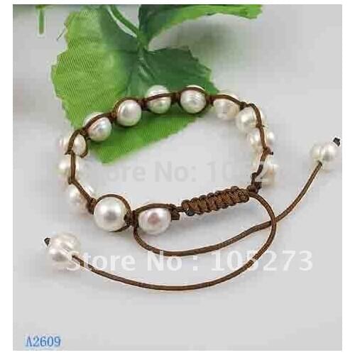 Handmade pearl bracelet white color genuine freshwater pearl size:8-9mm length:7.5-9''inchs fashion bracelet New free shipping