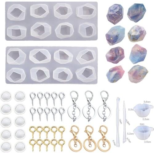 DIY Epoxy Drop Mold Irregular Geometrical Cut Gem Crystal Night Light Mold Pendant Jewelry Key Chain Handmade Drop Mold Tools