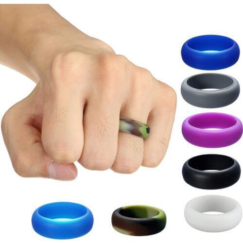 8MM 14 Colored Size 7-12 Hypoallergenic Crossfit Flexible Rubber Silicone Ring Wedding Engagement Simple Rings For Men Women