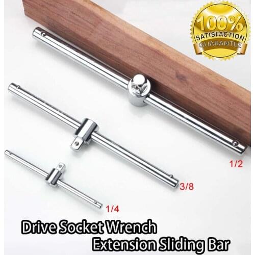 1/4" 3/8" Drive Chrome Plated Sliding T Bar Socket Wrench Breaker Bar Heavy Duty