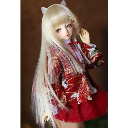 D01-P605 Doll handmade clothes 1/4 SSDF SD doll Accessories long hair high temperature silk powder golden straight hair 1pcs