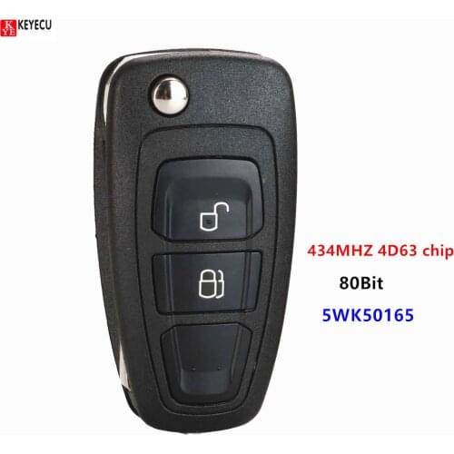 KEYECU Replacement Flip Remote Key 434MHz FSK 4D63 chip for Ford Ranger 2011-2015,for Mazda 3 2008-2012 BT50 2011-2015 5WK50165