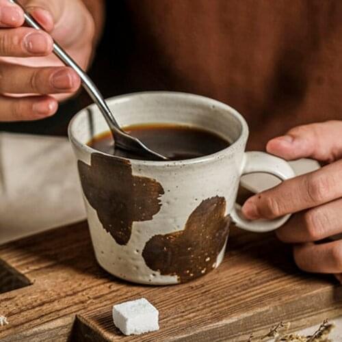 Ins style Japanese handmade coffee cup retro breakfast cup stoneware simple milk cup home afternoon tea tea set