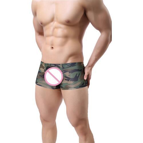 Fashion Mens Underwear Plus Size Mens Boxer Shorts Camouflage Panties Nylon Male Camo Underwear Underpants Trunk Cueca