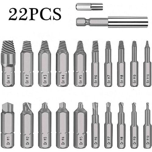 22/33Pcs Screw Extractor Drill Bits Set Disassemble Damaged Broken Screws Bolt Stud Extractor Screwdriver Remover Purpose Tools