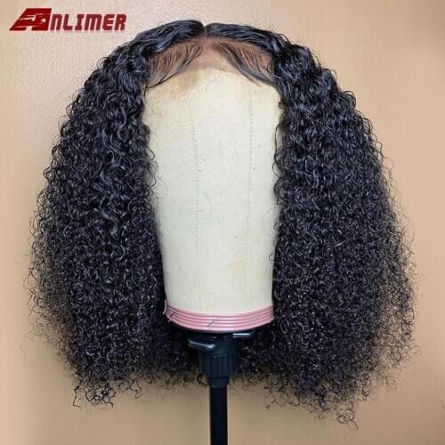 13x4 Bob Wigs Kinky Curly Brazilian Remy Short Bob Human Hair Wigs 250 Density Deep Part Lace Wigs For Women Natural Hairline