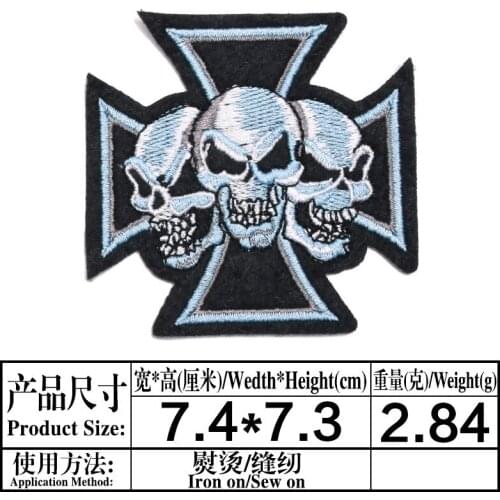 HORROR Punk Skull Ghost Iron On Patches Of Clothing Accessories Fabric Stickers Embroidery Halloween day of the dead