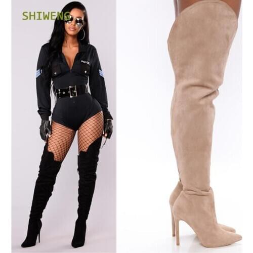 Sexy Over The Knee Boots Women Female Women Shoes Suede Long Lady Boots Spring Fashion Thigh High Boots Plus Size 2021