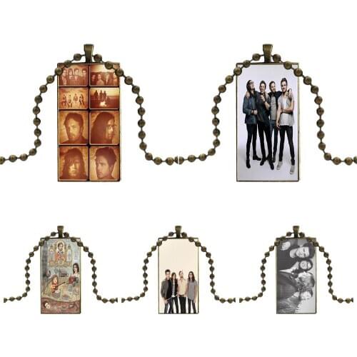 For Girls Gifts Famous Kings Of Leon Brand Bronze Color Jewelry Fashion Statement Necklace Glass Necklaces Pendants