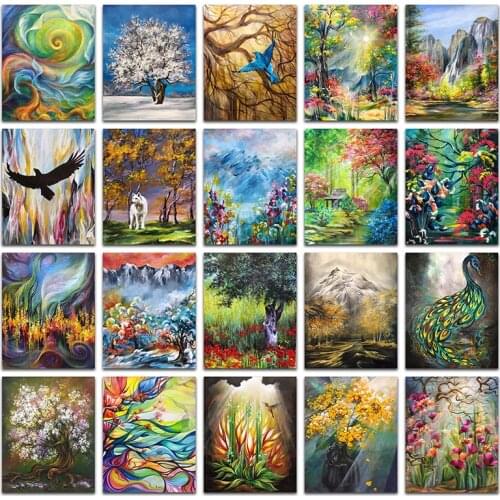 Full Diamond embroidery Landscape bird tree DIY Diamond mosaic colorful fantasy flower Diamond painting Cross stitch bird flower