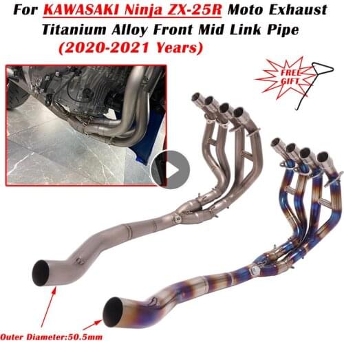 Slip-On For KAWASAKI Ninja ZX-25R 2020 2021 Motorcycle Exhaust Escape System Modify Titanium Alloy Front Middle Link Pipe 51mm