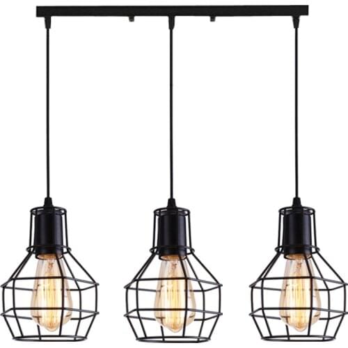 Nordic loft retro Iron cage modern light fixture American Industrial vintage Lamp kitchen hanging lamps