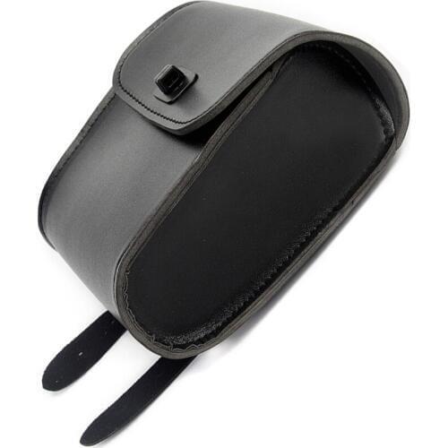 Universal Motorcycle Black Saddle Bag PU Leather Front Handlebar Tool Bag Luggage Saddlebags