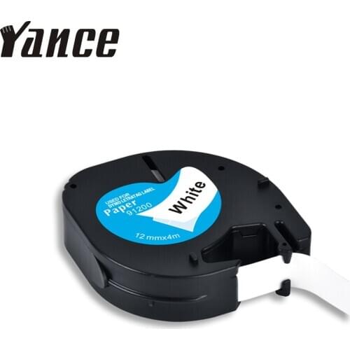 Yance 91200 Compatible Dymo Letratag Tape 12mm Black on white Paper Tape LT 91331 91330 18769 LT91200 for LT-100H label printer
