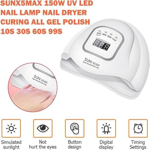 SUN X5 MAX 150W 45 LED UV Lamp Nail Dryer Professional For Drying Gel Polish 10s/30s/60s/99s Timer Auto Sensor Nail Art Machine