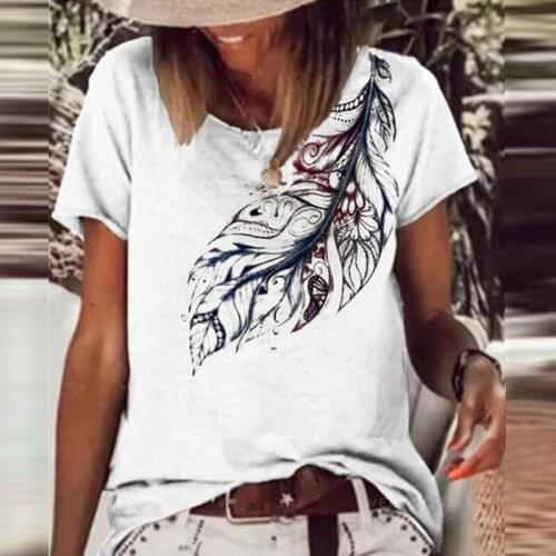 Autumn Women Casual Leaf Pattern Basic Tops New Fashion Vintage O-Neck Shirts Pullover Spring Short Sleeve Ladies Loose Blouse