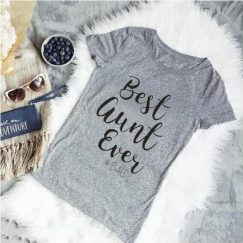 Best Aunt Even BAE coffee top tees Womens Short sleeve Cotton Funny Letter print Graphic O neck Tshirt Drop shipping y2k top