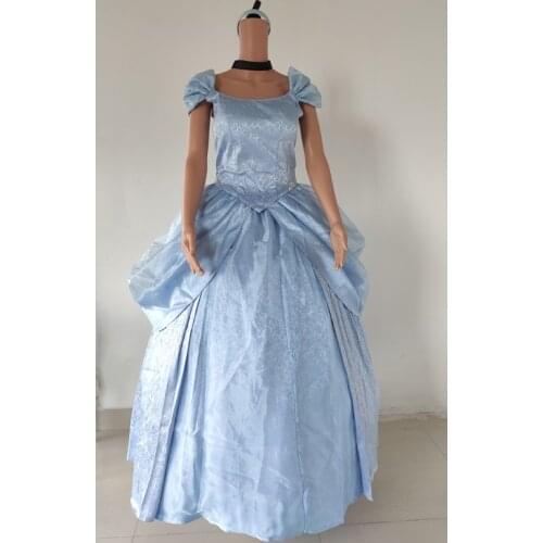 Adult Women Cosplay Costume Cinderella Role-playing Princess Dress Halloween Carnival Ball Gown