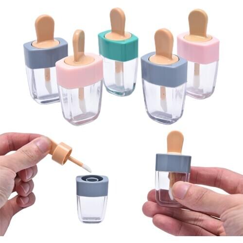 1pcs Empty Lip Gloss Tubes Cute Ice Cream Shape Containers Jars Cosmetic Transparent Lip Balm Refillable Bottle DIY Makeup Tools