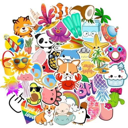 10/30/50PCS Summer Cartoon Ocean Fresh Diary Waterproof Graffiti Suitcase Skateboard Guitar Toy Decoration Sticker Wholesale