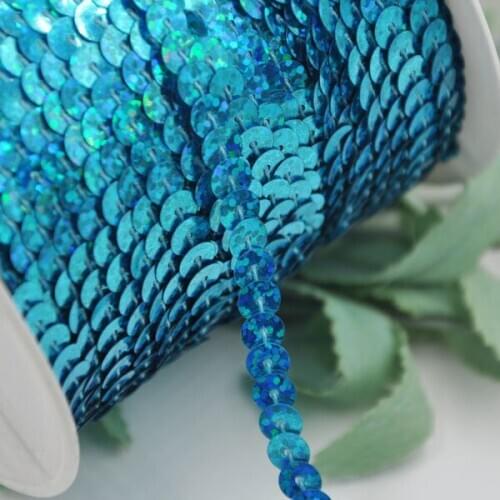 10Y Blue Color Beautiful Sequin Ribbon Trim Craft Sewing Trimming F17