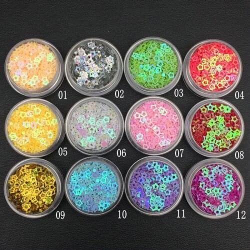12 box/set 3D nail light purple pink heart-shaped mixed nail sequins powder sequin powder nail art accessories