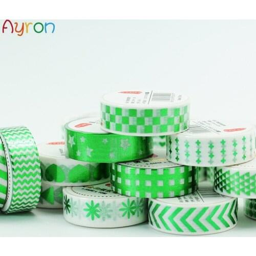 15MM*10M Kawaii Dot Triangle Heart Diamond Foil Washi Tape Fita Adesiva Decorativa For Gift Packing Wedding