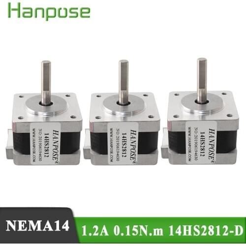 3pcs/lot Free shipping Stepper Motor 14HS2812-D Nema 14 0.15N.m 1.2A 35mm Nema14 Step Motor for CNC