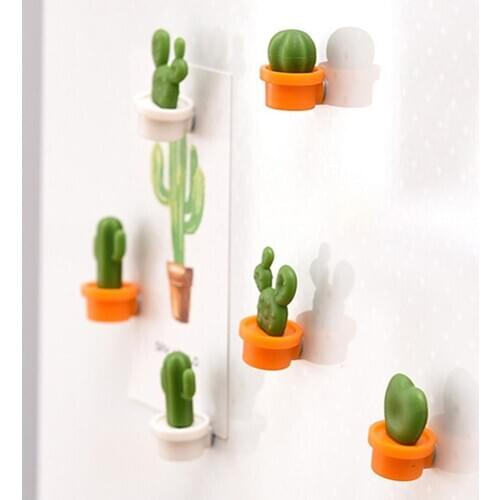 6PCs/Set Home Decoration Fridge Magnets Cute Cactus Succulent Plant Magnet Button Cactus Refrigerator Message Sticker