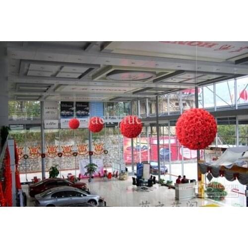 7 color 30 CM/12" Artificial Encryption Rose Silk Flower Kissing Balls Hanging Ball Christmas Ornaments Wedding Party Decor